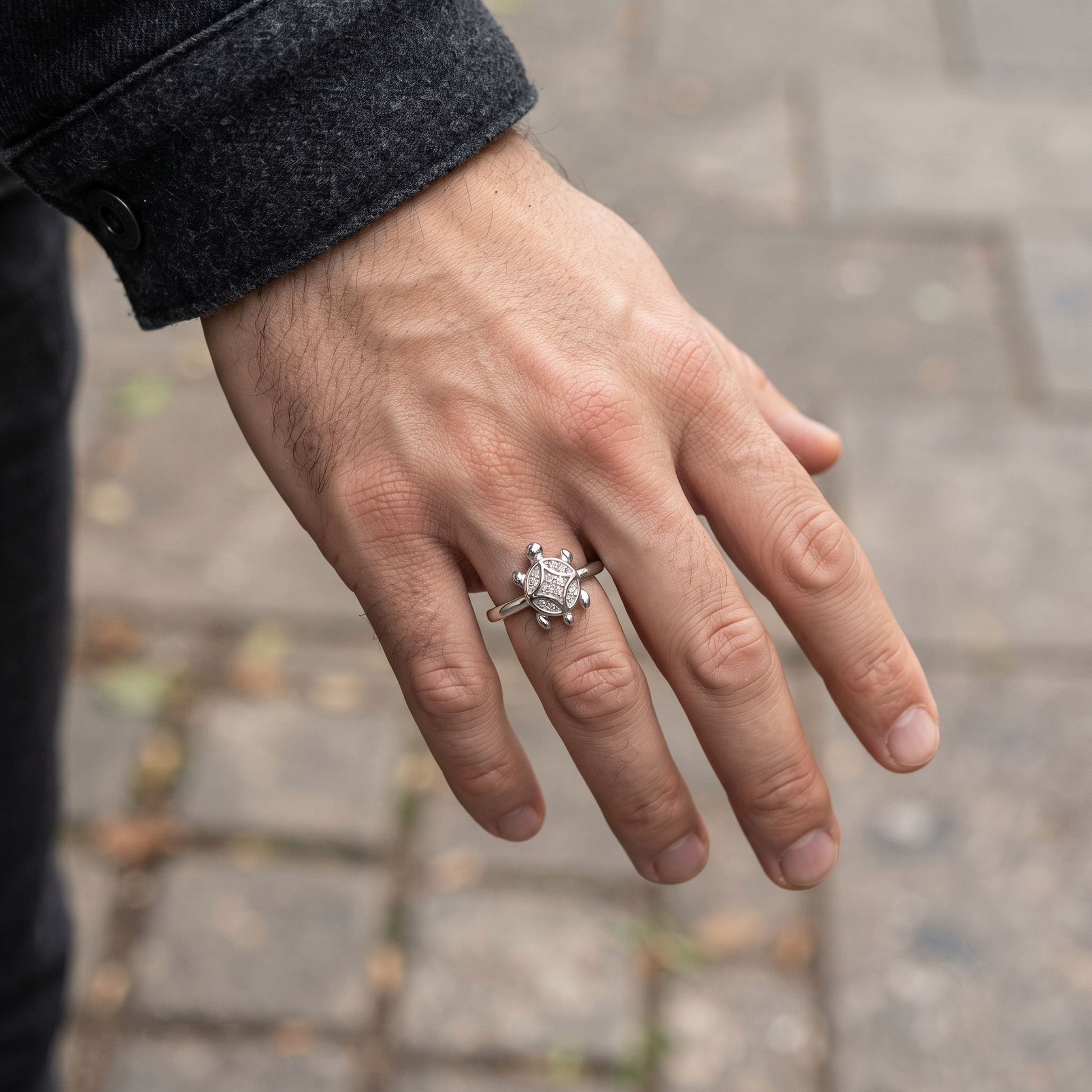 Sterling silver dainty turtle ring for women for Valentine's Day gifting and date-night looks