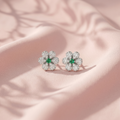 Green-Centre Flower Stud Earrings, additional product view 3