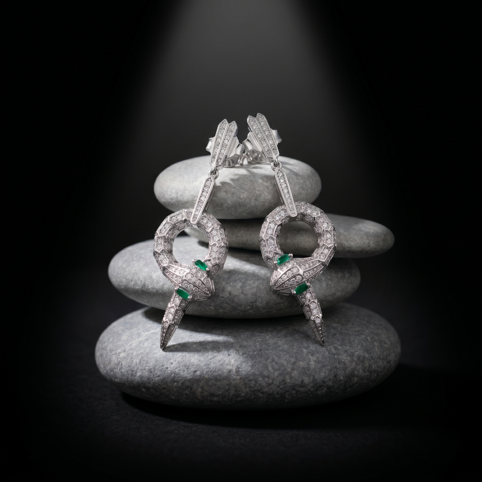 Silvme Pure 925 Sterling Silver Serpent Snake Statement CZ Drop Earrings for Women & Girls