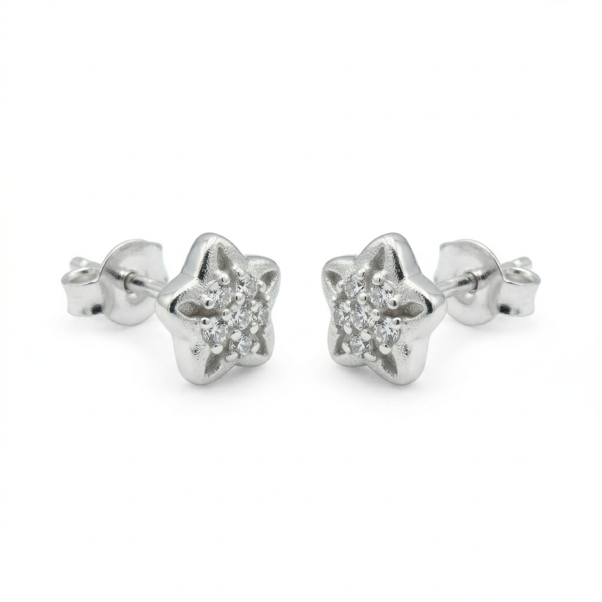 Silvme Pure 925 Sterling Silver Floral Crystal Cluster CZ Stud Earrings