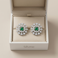 Green Round Sunburst Stud Earrings, additional product view 9