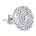Art Deco Concentric Circle Stone-Set Stud Earrings, additional product view 4