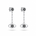 Silvme Pure 925 Sterling Silver Evil Eye CZ Drop Earrings for Women & Girls