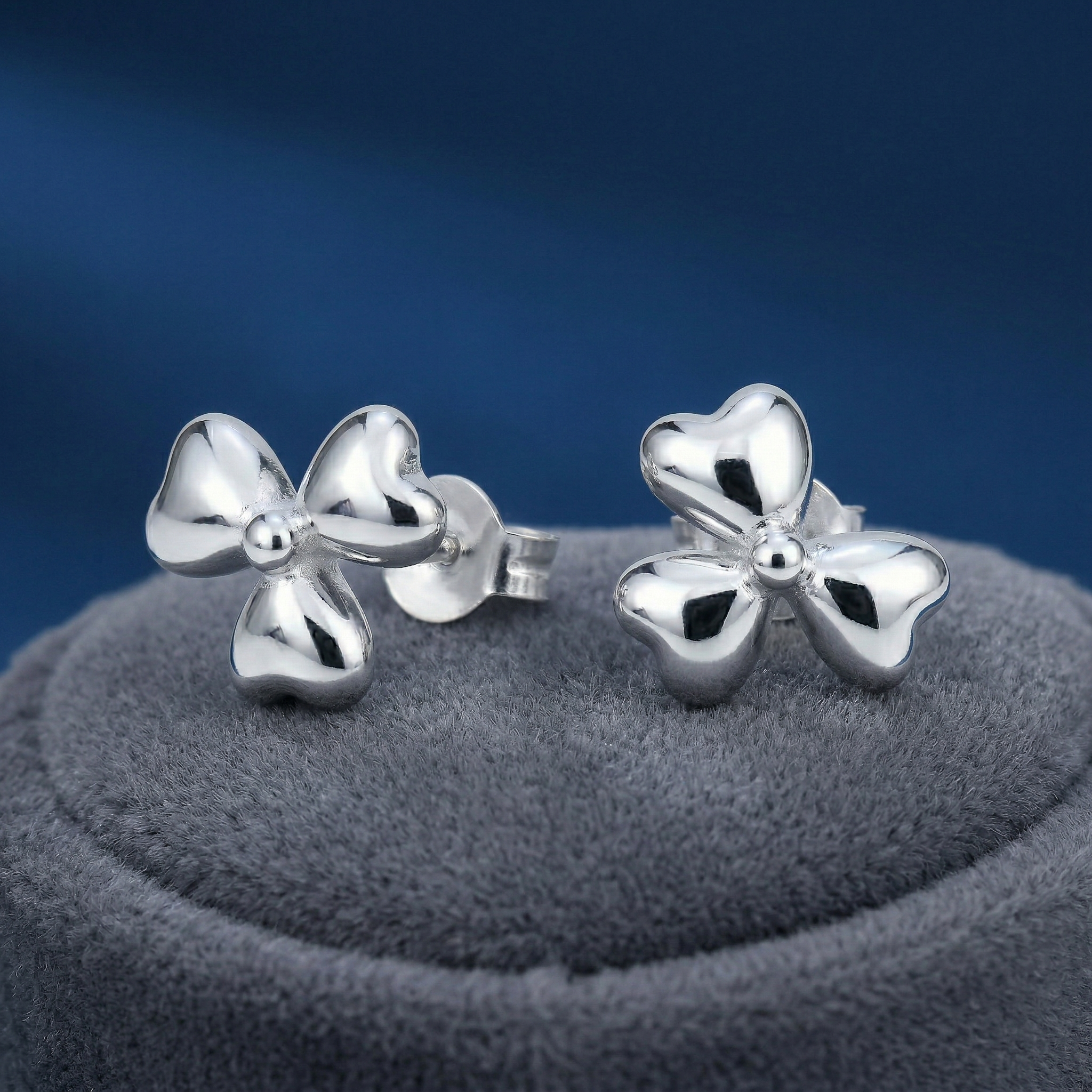 Silvme Pure 925 Sterling Silver Bow Heart Flower Stud Earrings for Women