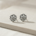 Snowflake Floral PavÃ© Stone-Set Stud Earrings, additional product view 4