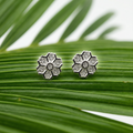 Snowflake Floral PavÃ© Stone-Set Stud Earrings, close-up detail, view 5