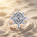 Comfort-fit 925 sterling silver infinity shell turtle ring for women in Indian ring sizes