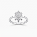Silvme mini turtle 925 sterling silver ring for women with mini petal-motif shell dotted with stones
