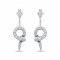 Serpent Snake Statement Stone-Set Drop Earrings, front product view