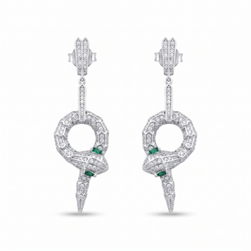 Serpent Snake Statement Stone-Set Drop Earrings, front product view