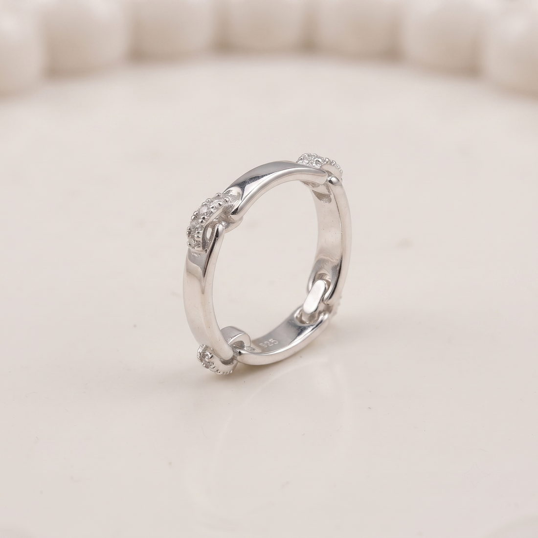 925 Sterling Silver Floral Textured Ring