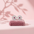 Pink-Centre Openwork Floral Stud Earrings, additional product view 3
