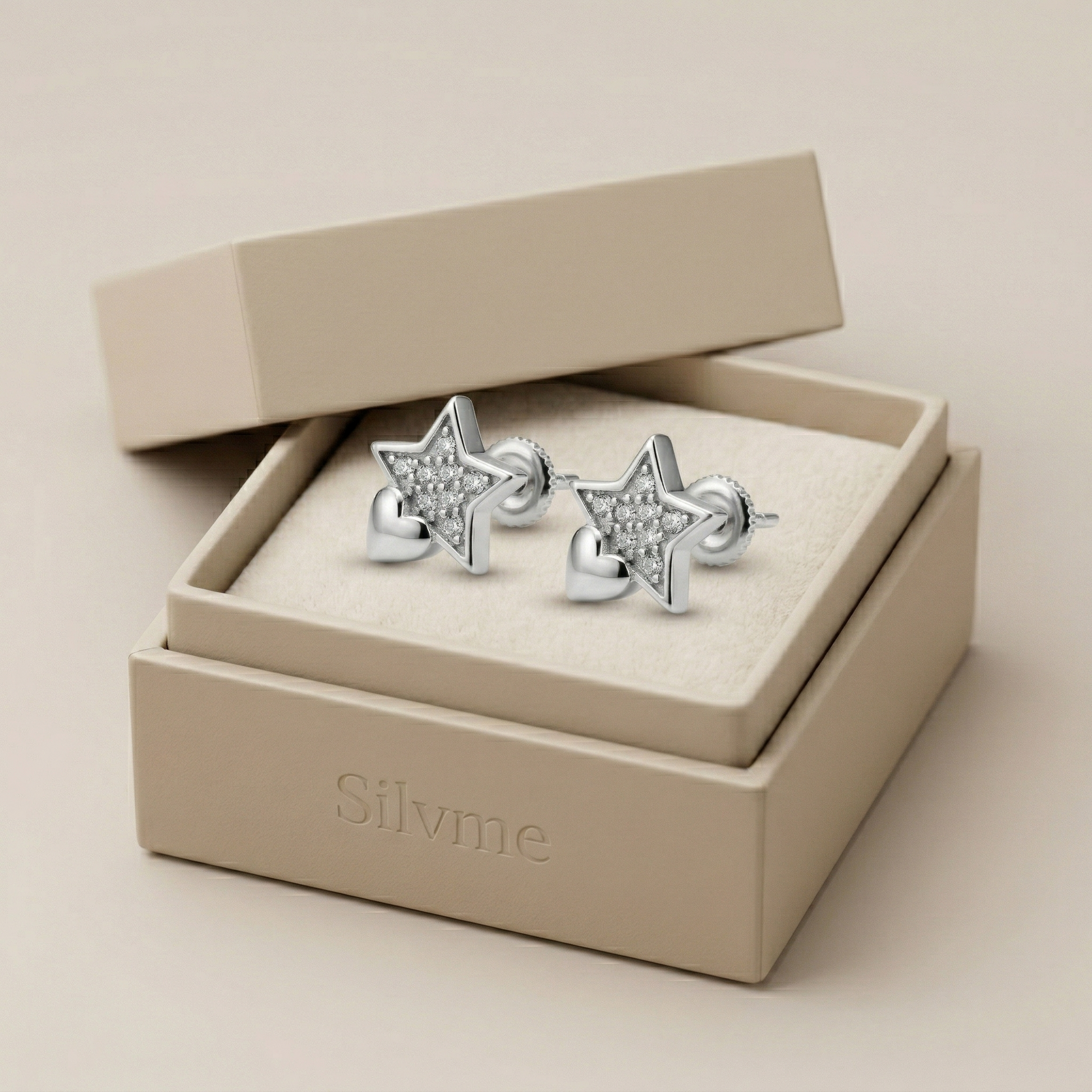 Star & Heart Stone-Set Stud Earrings, alternate angle