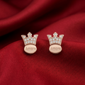 Rose-Gold-Tone Crown Stone-Set Stud Earrings, alternate angle