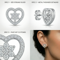 Heart-Shaped PavÃ© Flower Stone-Set Stud Earrings, additional product view 7