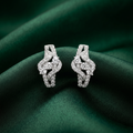 Three Stone Stone-Set Bypass Stud Earrings, additional product view 3
