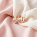 Rose-Gold-Tone Checkerboard Hoop Earrings, additional product view 7