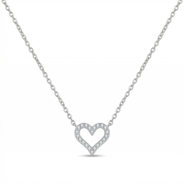 925 Sterling Silver Sparkling Open Heart Pendant Necklace
