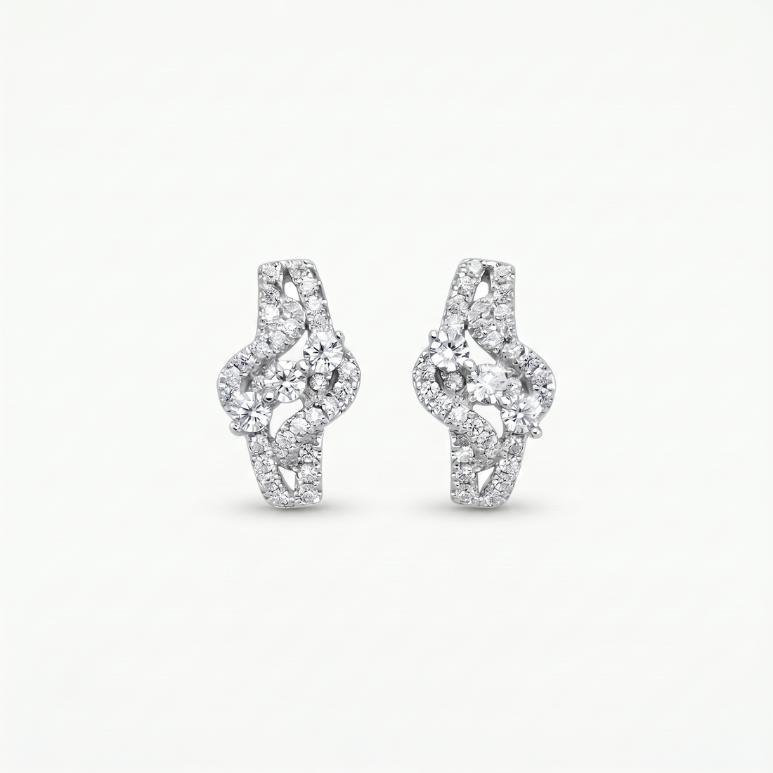925 sterling silver Three Stone CZ Bypass Stud Earrings by Silvme with cubic zirconia, an elegant accessory for her