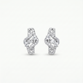 Three Stone Stone-Set Bypass Stud Earrings, front product view