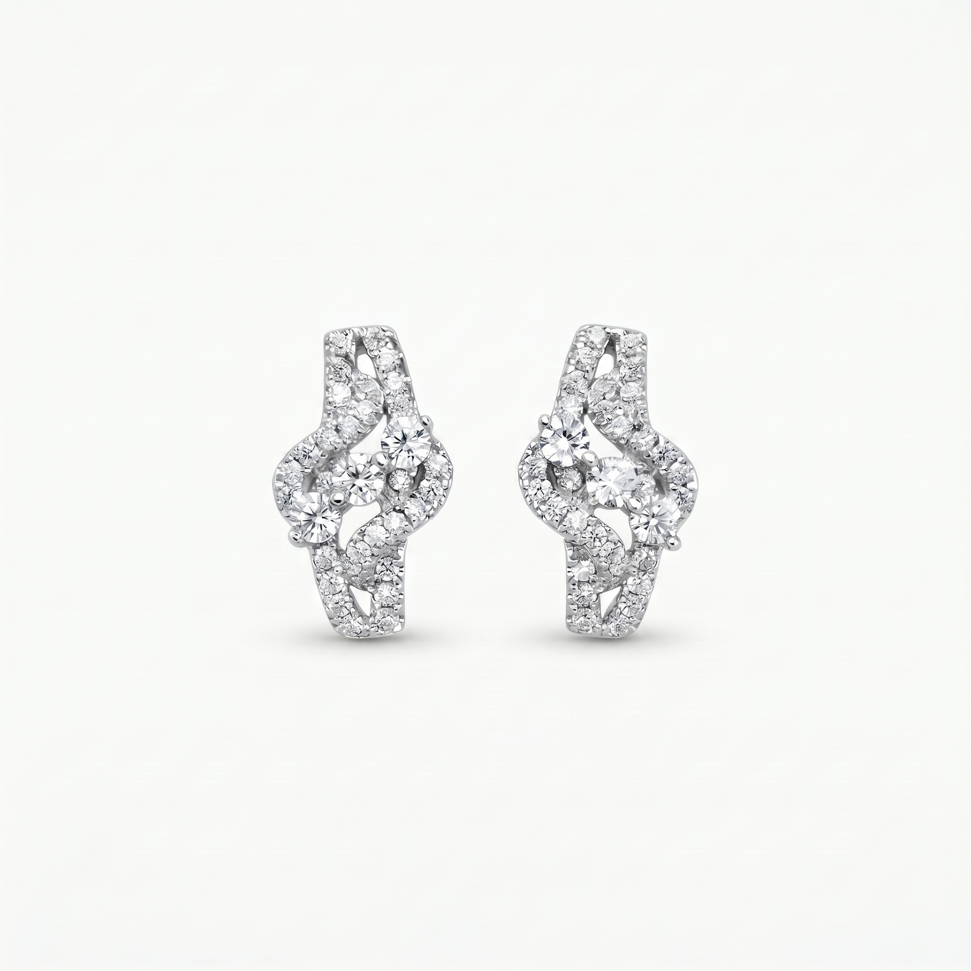 Three Stone Stone-Set Bypass Stud Earrings, front product view