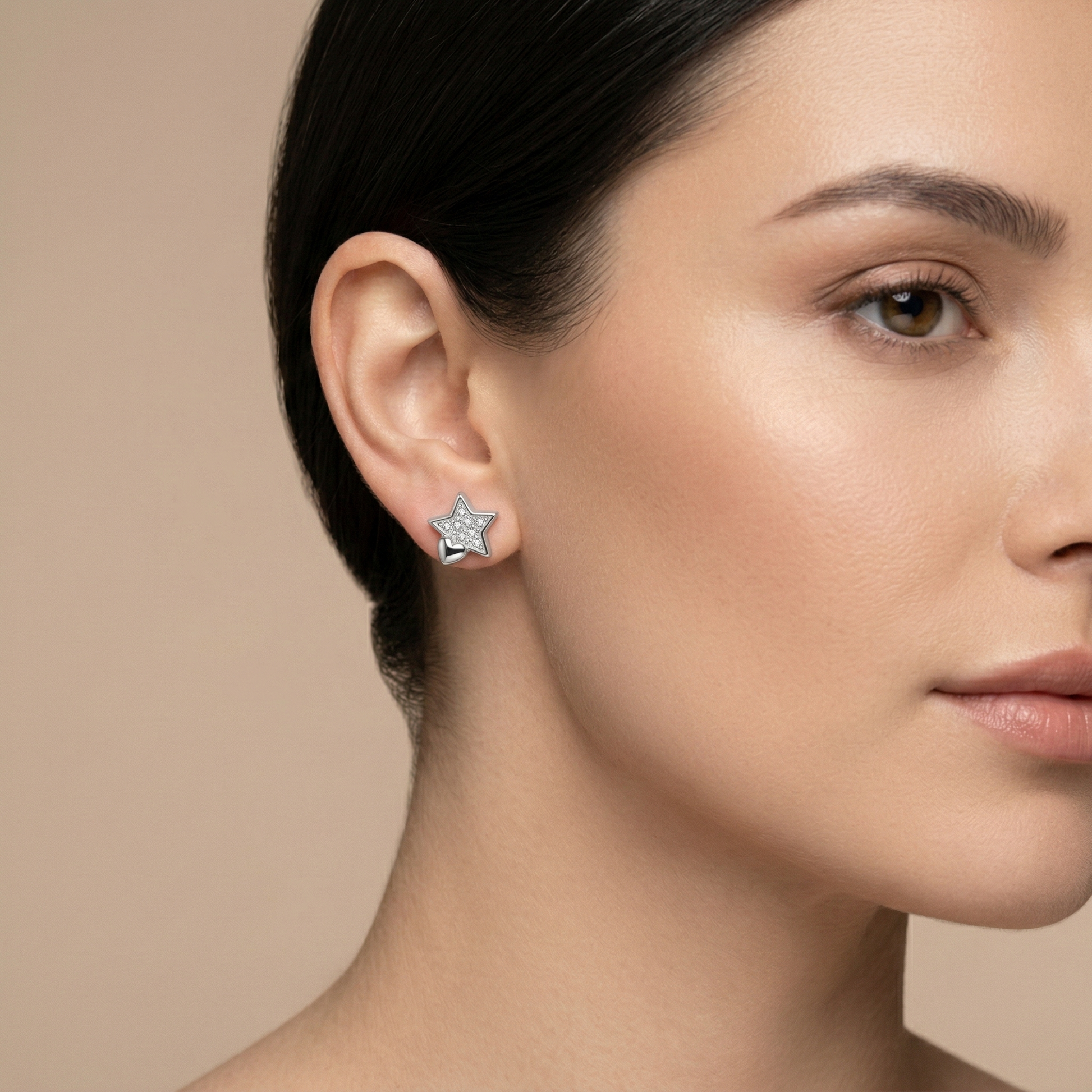 Star & Heart Stone-Set Stud Earrings, additional product view 3