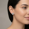 Petal Cluster Micro-PavÃ© Stone-Set Stud Earrings, additional product view 3