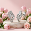 Three Stone Stone-Set Bypass Stud Earrings, additional product view 4
