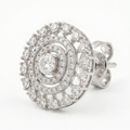 Round Double-Halo Stone-Set Stud Earrings, additional product view 3