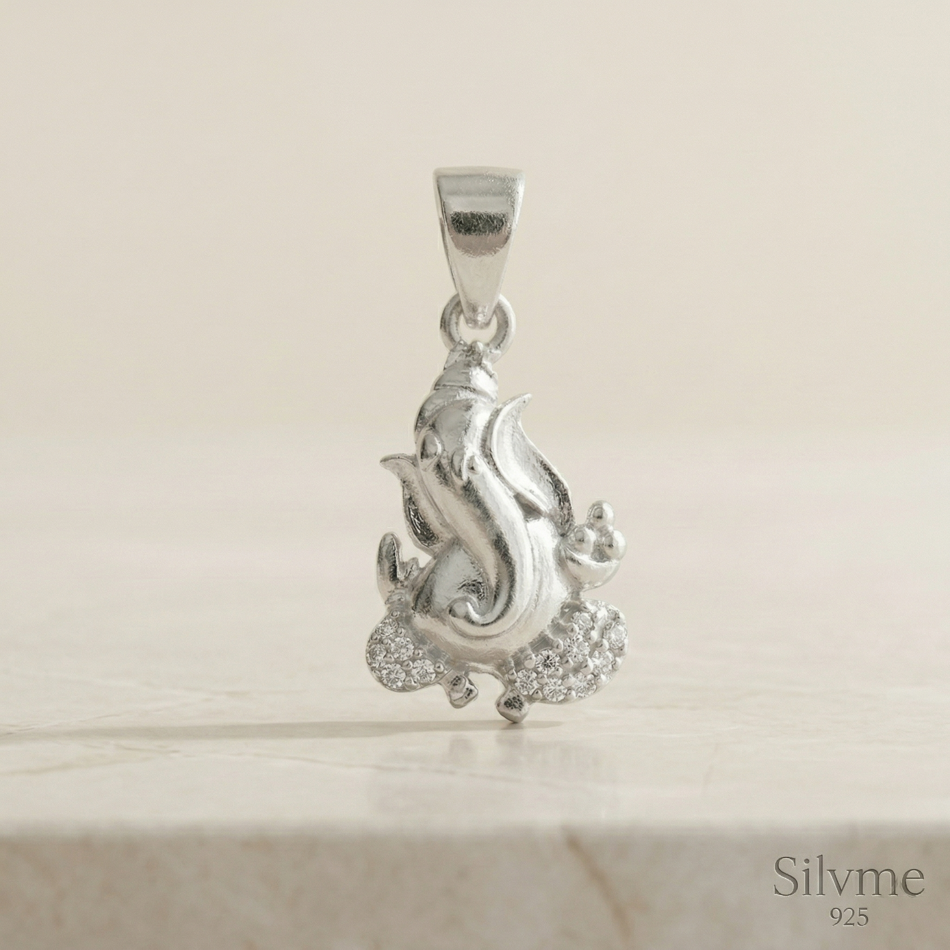 Silvme Ganesh Idol Pendant in 925 silver, styled for party wear, a graceful gift for her for women