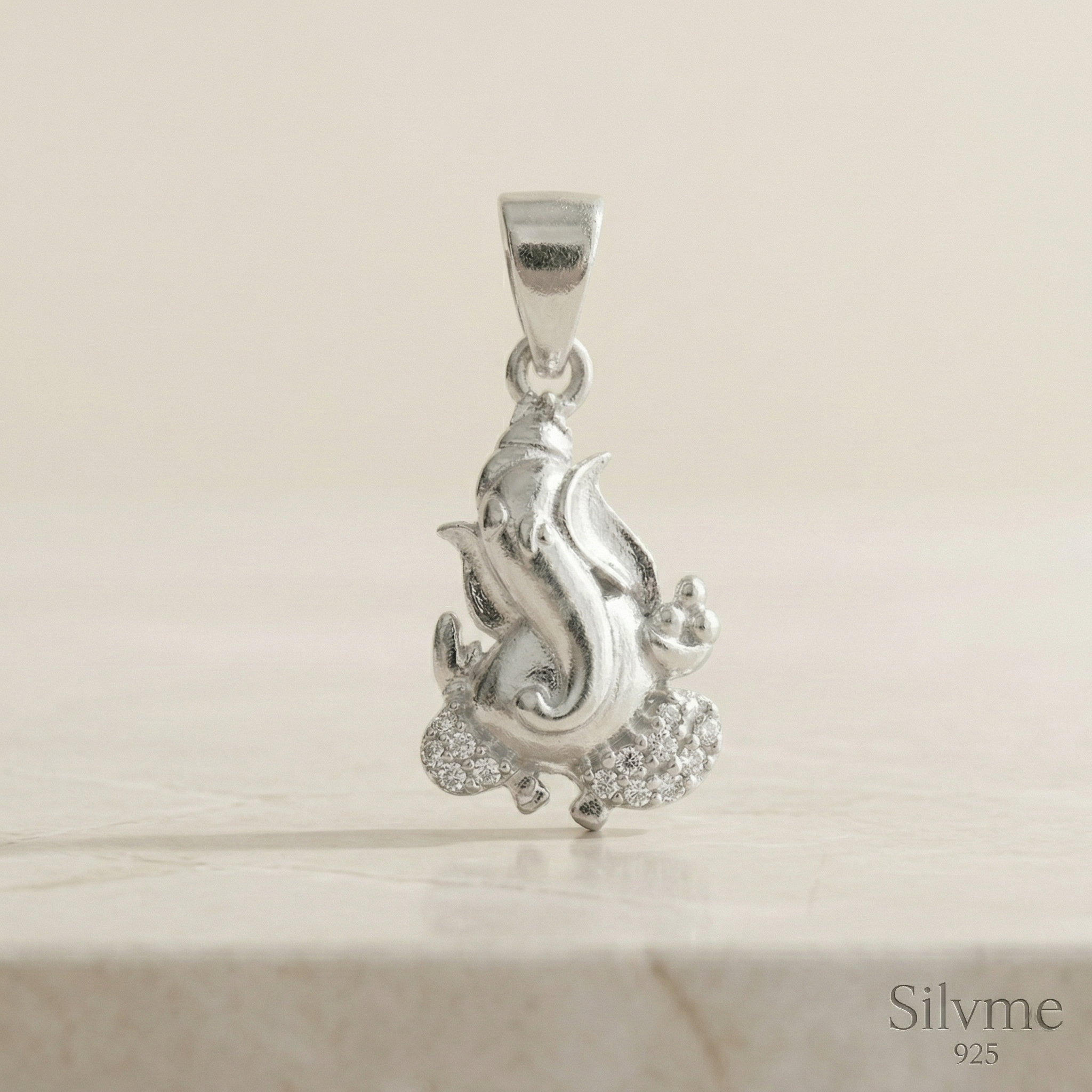 Silvme Pure 925 Sterling Silver Ganesh Idol Pendant for Women & Girls