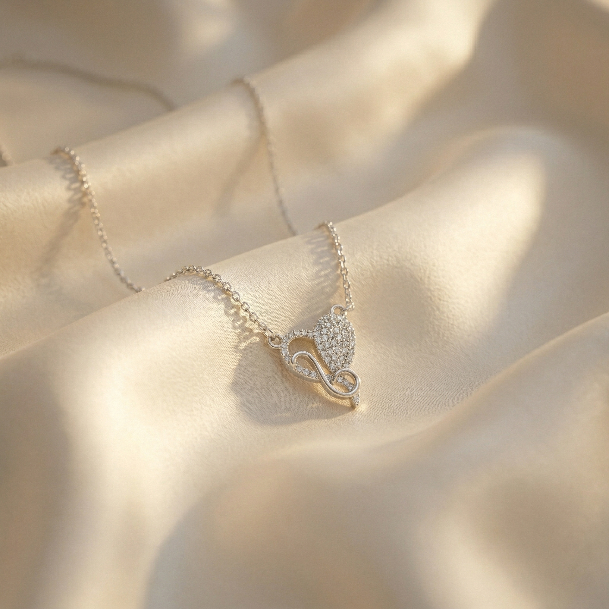 Smooth polished silver surface of the Silvme Heart Pendant Necklace, premium 925 sterling silver