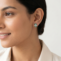 Green Oval Floral Cluster Stud Earrings, additional product view 6