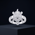Marquise turtle lucky charm ring in 925 sterling silver - good-luck gift for women