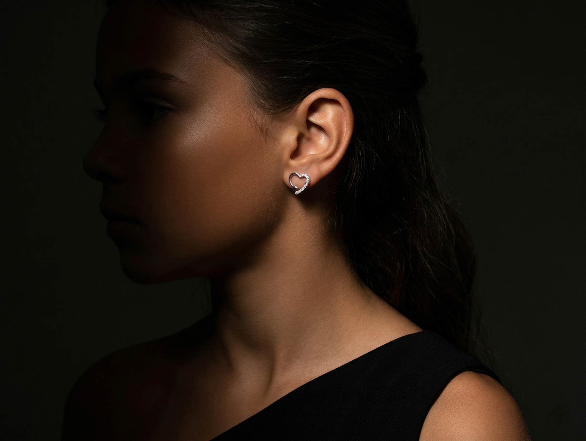 Heart & Star Stone-Set Stud Earrings, additional product view 5