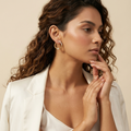 Gold-Tone Beaded Hoop Stone-Set Ball Earrings, additional product view 4