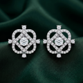 Diamond-Shaped Frame Stone-Set Stud Earrings, close-up detail