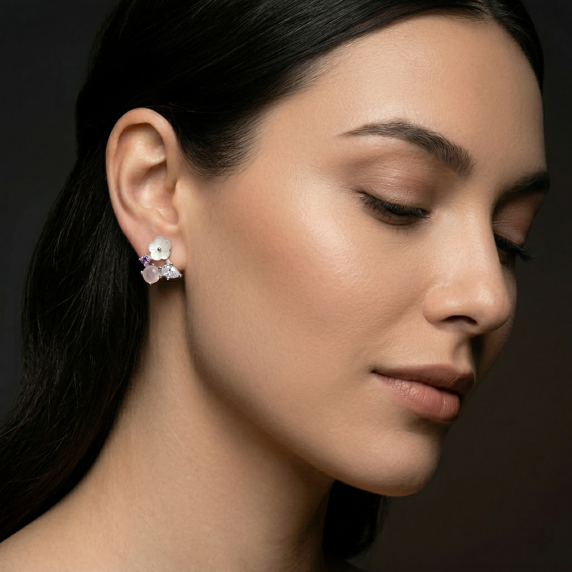 Blossom Breeze Pastel-Cluster Stud Earrings, additional product view 4