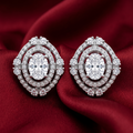Double Halo Oval Stone-Set Solitaire Stud Earrings, additional product view 5