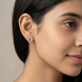 Purple-Centre Spiral Stud Earrings, close-up detail, view 5
