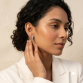 Curved Leaf Stone-Set Stud Earrings, additional product view 5