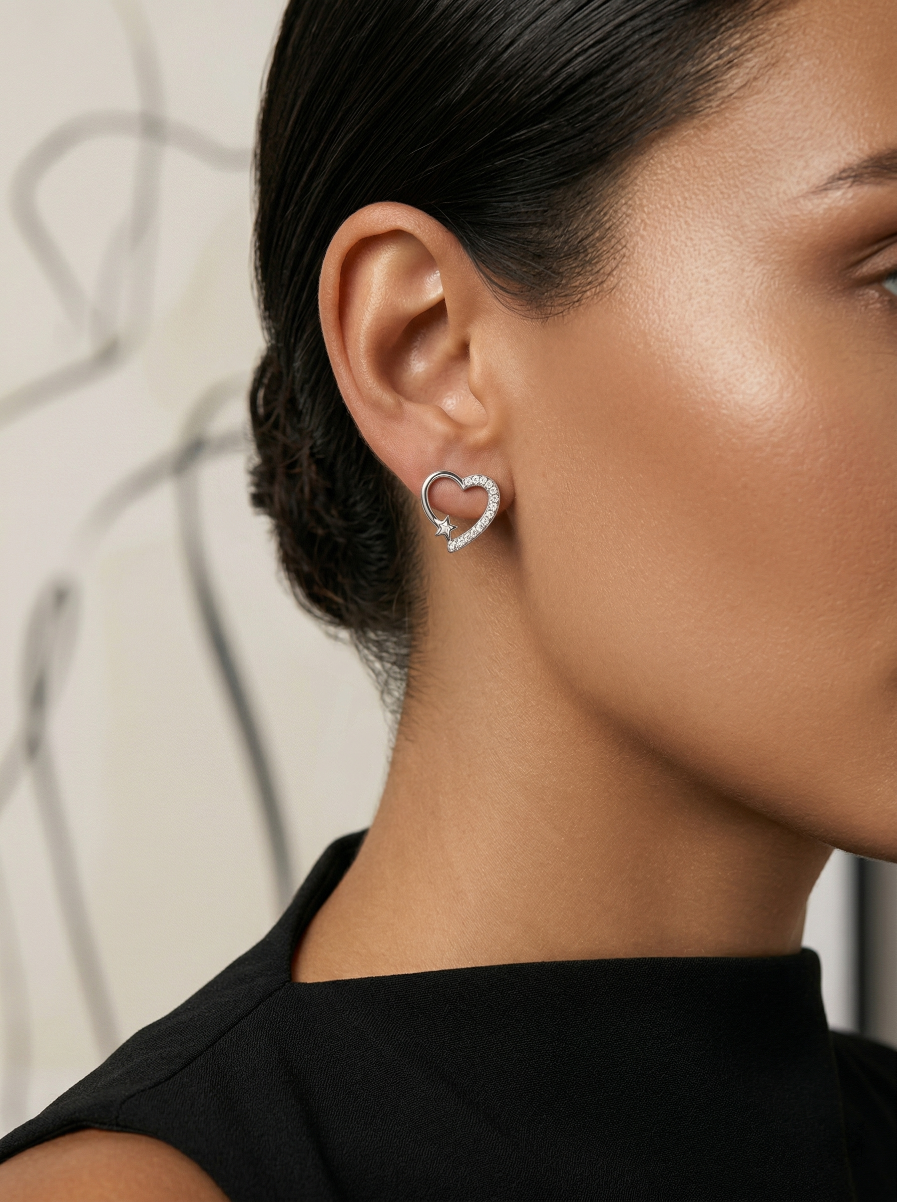 Heart & Star Stone-Set Stud Earrings, additional product view 6
