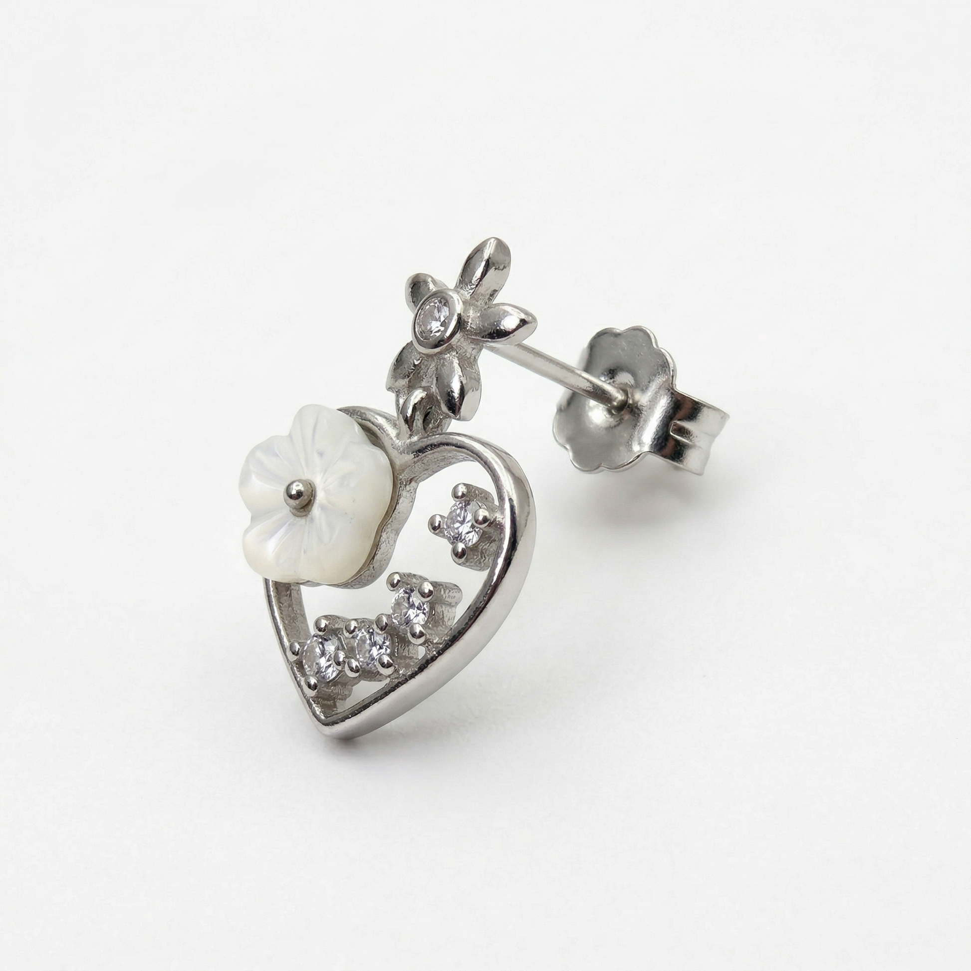 Heart Flower Drop Earrings, additional product view 3