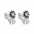 LOVE Script Daisy Stone-Set Stud Earrings, additional product view 5