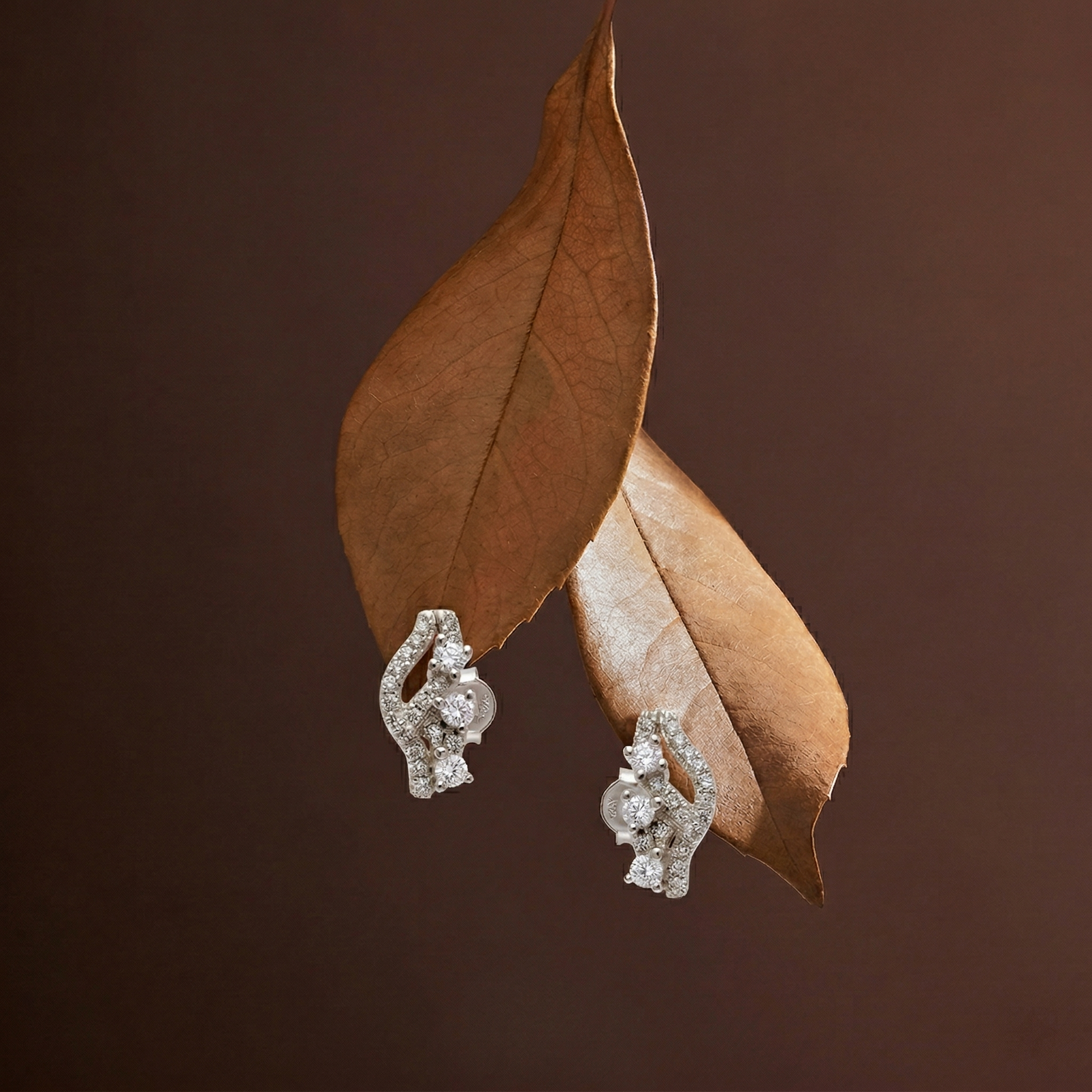 Curved PavÃ© Stone-Set Stud Earrings, additional product view 5