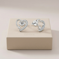 Silvme Pure 925 Sterling Silver Heart & Star CZ Stud Earrings for Women