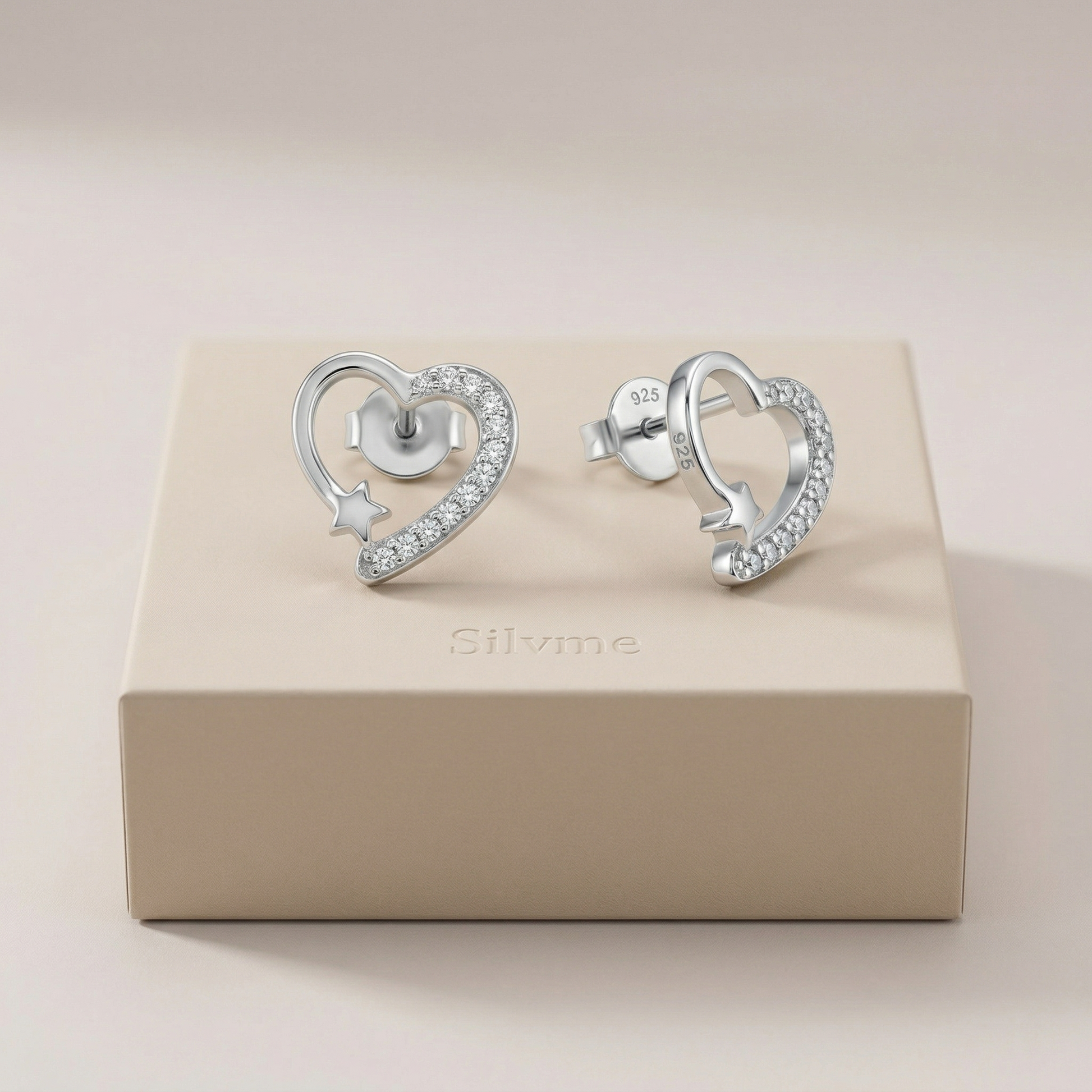 Heart & Star Stone-Set Stud Earrings, alternate angle