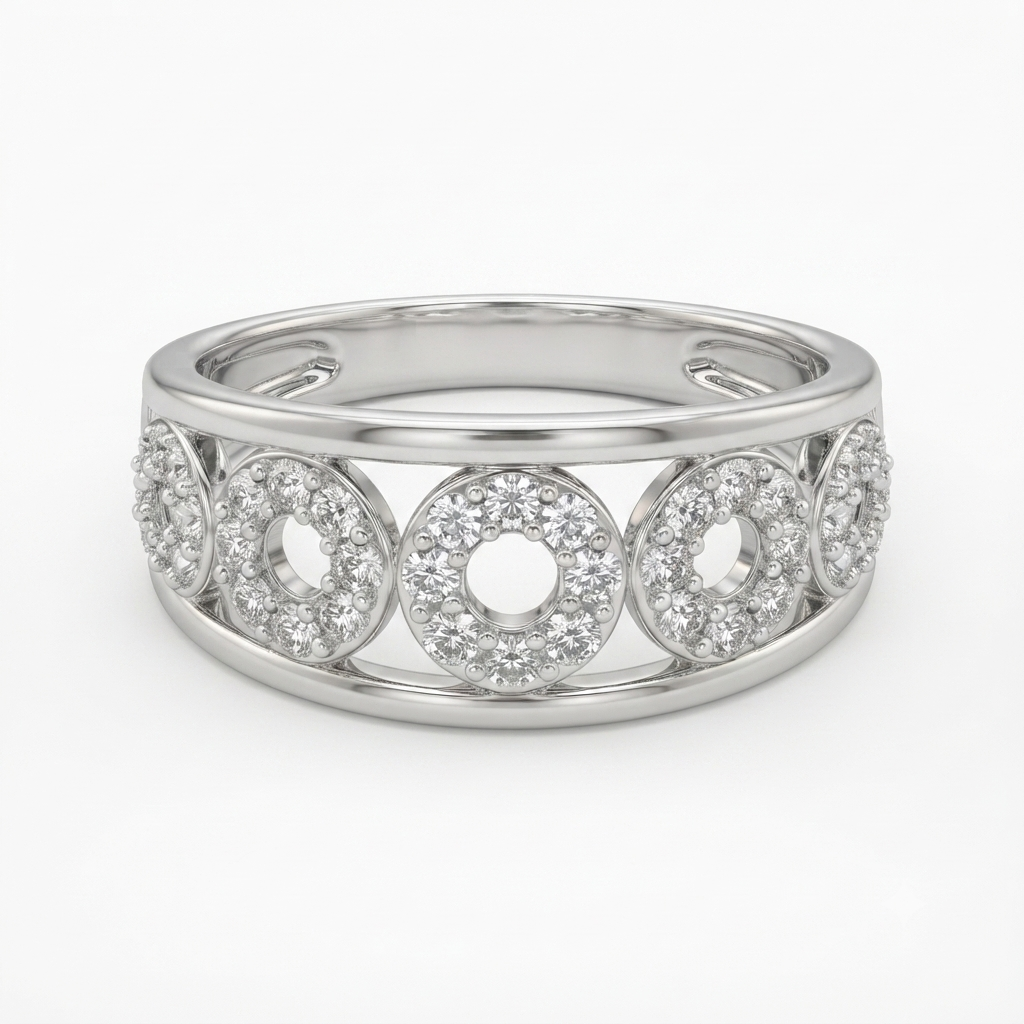 Silvme Floral Cluster 925 sterling silver ring for women — front view on white background