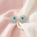 Green Spiral Floral Stud Earrings, additional product view 4