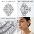 Double Halo Oval Stone-Set Solitaire Stud Earrings, additional product view 8